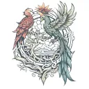 Lebanese cedar tree and Phoenix rising and Lebanese map tattoo design idea
