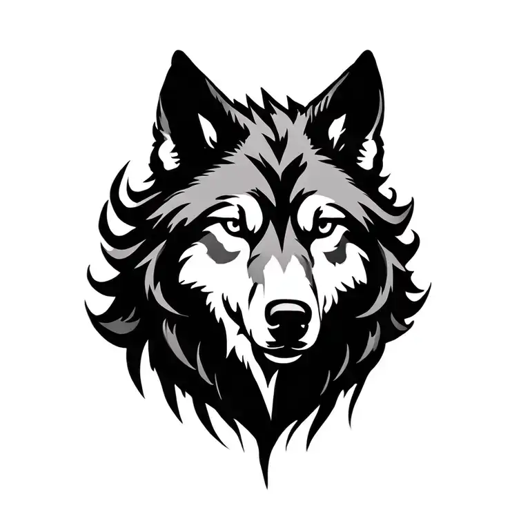 shadow wolf silhouette tattoo design idea