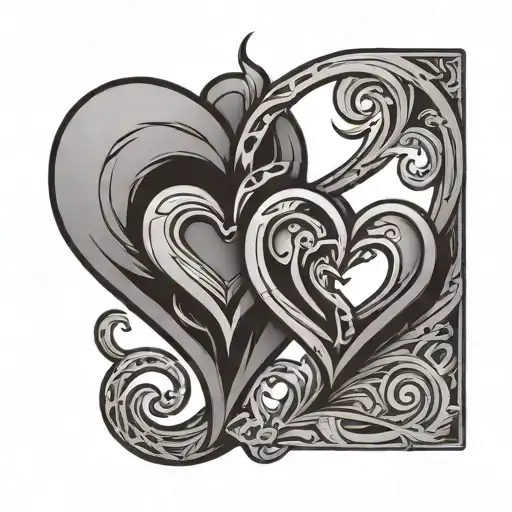 simple two hearts intertwined with initials C and A tattoo design idea