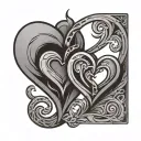 simple two hearts intertwined with initials C and A tattoo design idea