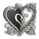 simple two hearts intertwined with initials C and A tattoo design idea