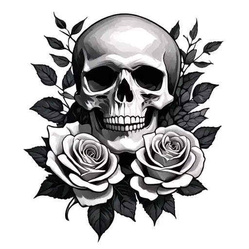 skulls and roses tattoo design idea