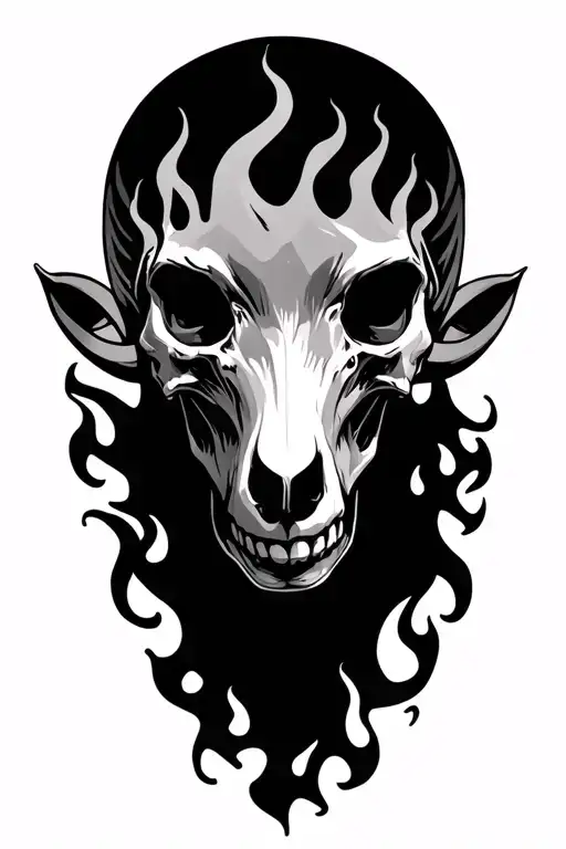 Aries zodiac with flaming skulls tattoo design idea