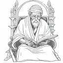 a wise man reading by candlelight using the attached style tattoo design idea