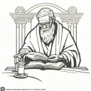 a wise man reading by candlelight using the attached style tattoo design idea