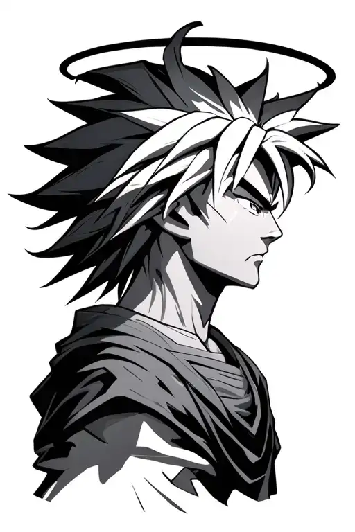 gogeta hair and halo tattoo design idea