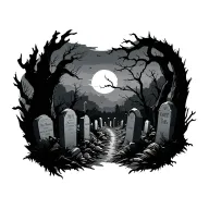 graveyard scene tattoo design idea