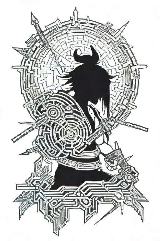 cyberpunk samurai tattoo design idea