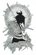 cyberpunk samurai tattoo design idea