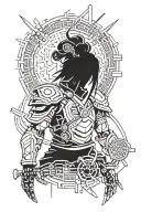 cyberpunk samurai tattoo design idea