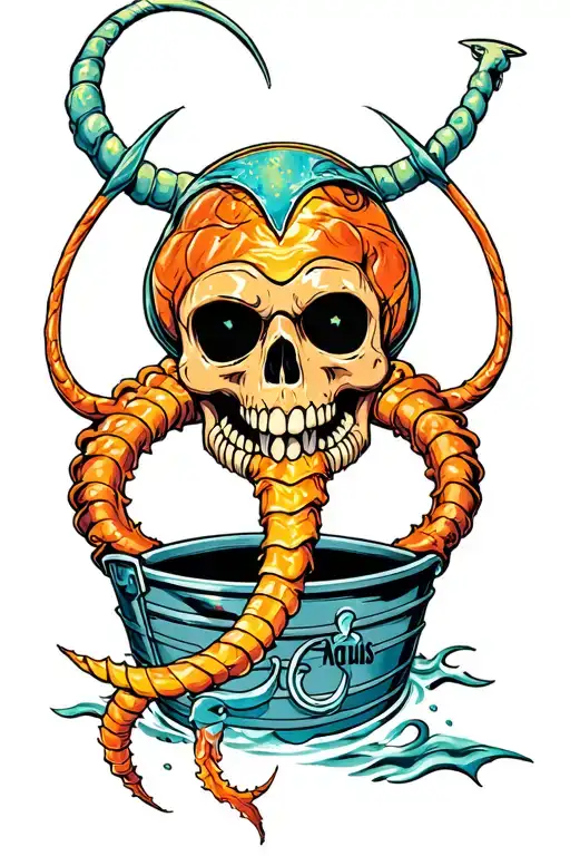 Aquarius Triton Sea Bucket tattoo design idea