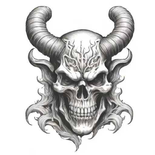 devil skull facing the front tattoo design idea