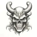 devil skull facing the front tattoo design idea