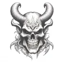 devil skull facing the front tattoo design idea