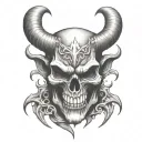 devil skull facing the front tattoo design idea