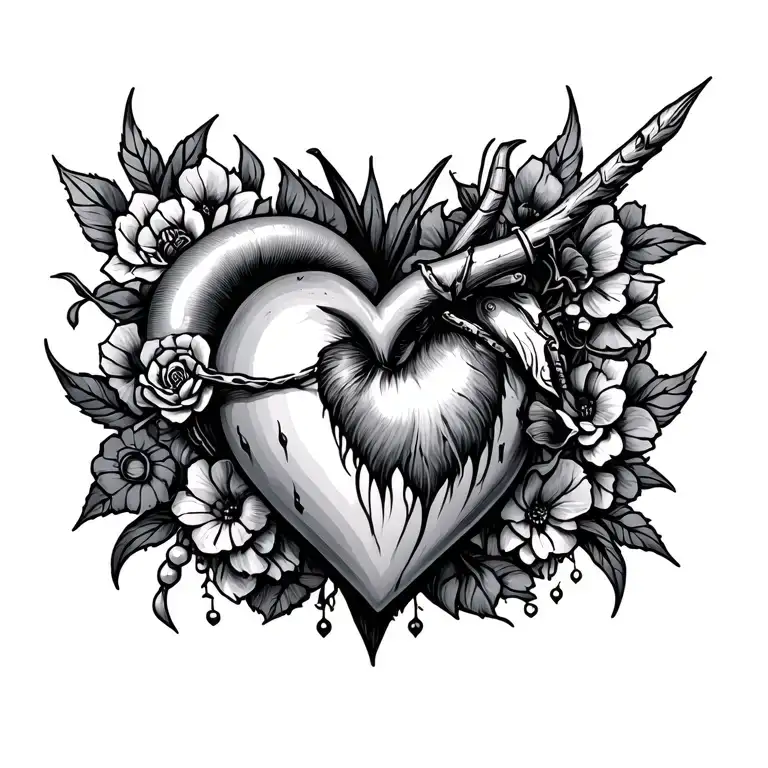 Guarded Heart surrounded tattoo design idea