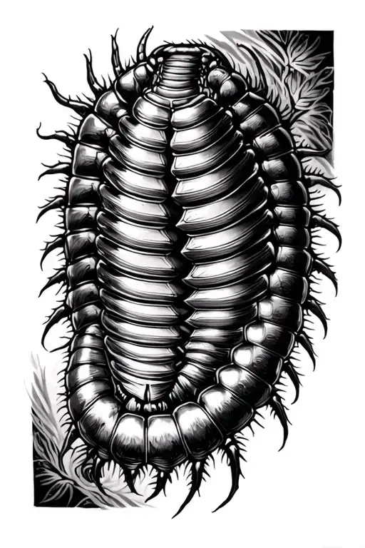 Sketch of a centipede, in place of the trunk-a dance of opium-style people tattoo design idea