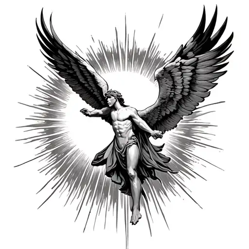 Icarus flying towards the sun tattoo design idea