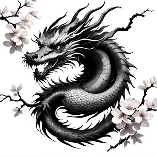 My expanded tattoo will build upon my existing Chinese dragon and cherry blossoms.  tattoo design idea