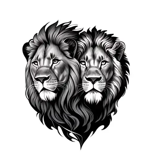 family of lions tattoo design idea