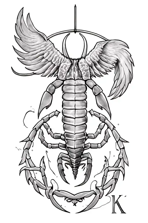 simple scorpio and sagittarius tattoo with hidden k tattoo design idea