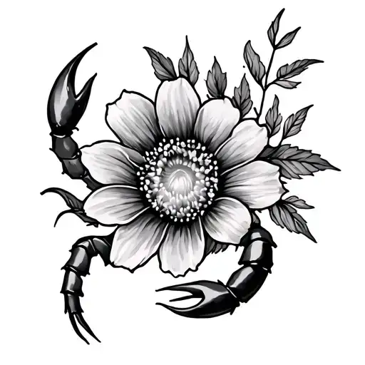 Scorpio sign and November birth flower tattoo design idea
