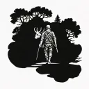 Hunter walking away tattoo design idea