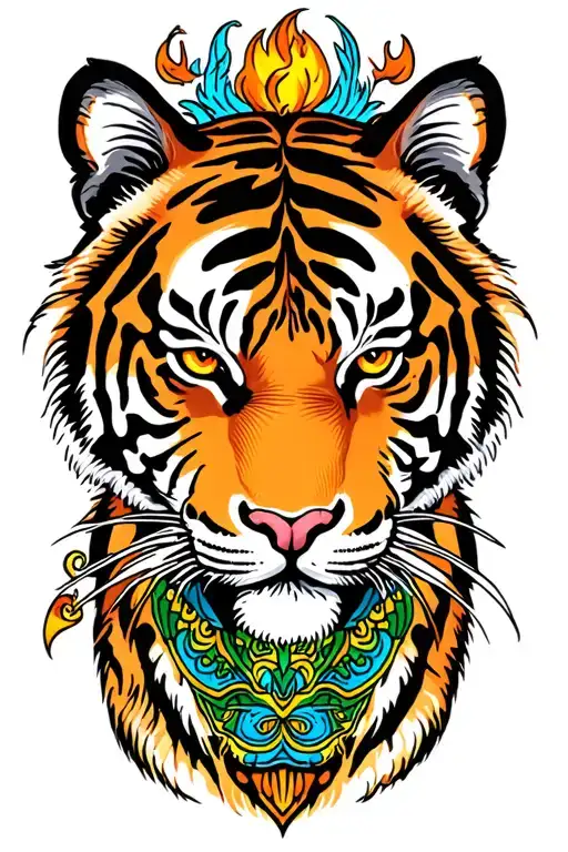 tiger head only tattoo design idea