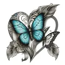 butterfly dragonfly heart turquoise wolf tattoo design idea