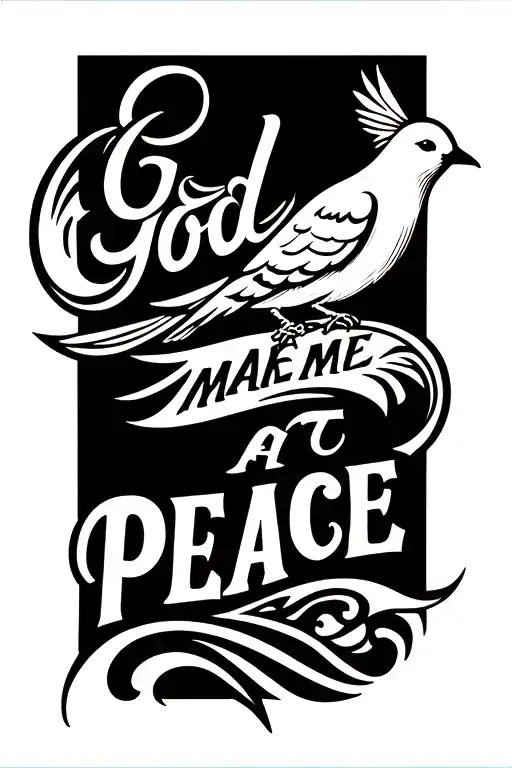 "God make me at peace" small dove perched tattoo design idea