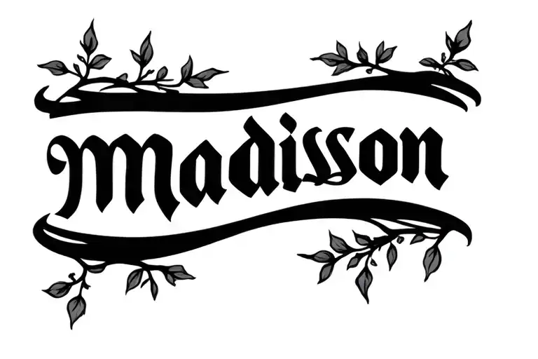 My wifes name "Madisson" written and wrapped in vines. It should look elegant  tattoo design idea