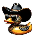 cowboy hat rubber duck with sunglases tattoo design idea