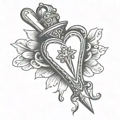 Dagger and heart shaped locket tattoo design idea