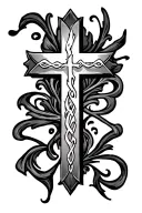 Christian cross made out of the name ''Bettina'' and ''Stang'' tattoo design idea