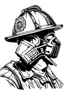 Firefighter head with mask tattoo design idea