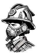 Firefighter head with mask tattoo design idea