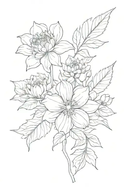 july and october birthflower and my cat's paw print tattoo design idea