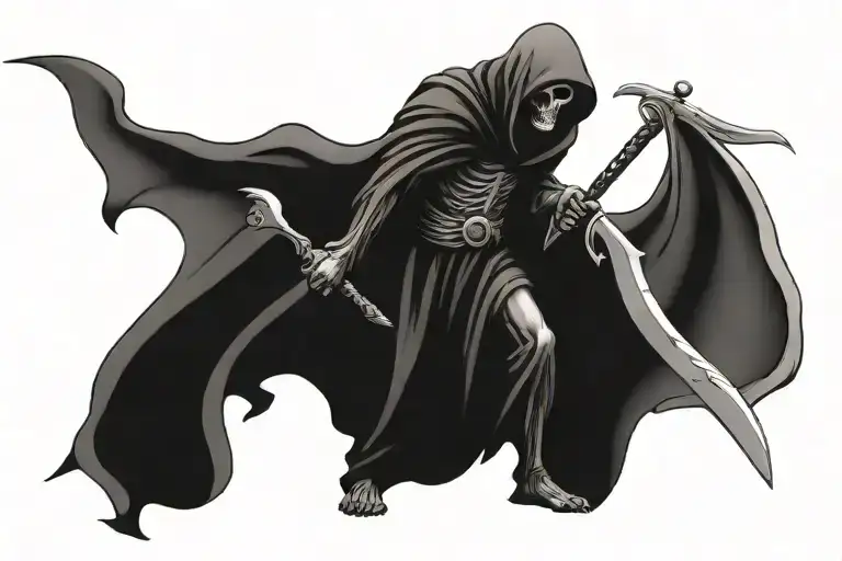 grim reaper mixed with a spartan tattoo design idea