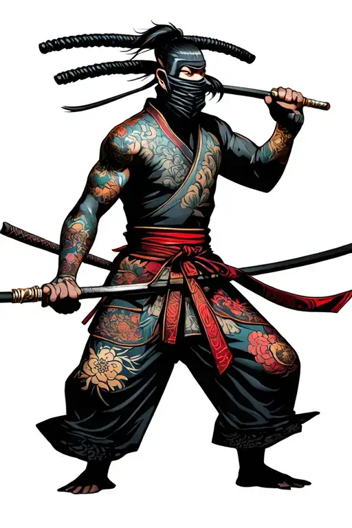 chinese ninja warrior tattoo design idea