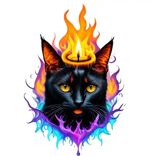 hocus pocus Sanderson sisters, black flame candle, Salem , black cat tattoo design idea