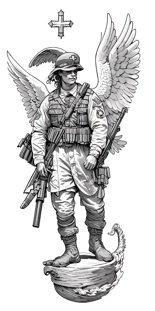 military tattoo design medic and angels tattoo design idea