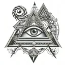 Create an image with all these symbols all together  Eye of Ra (Egyptian) All-seeing eye in a triangle (Freemason-relate tattoo design idea