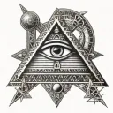 Create an image with all these symbols all together  Eye of Ra (Egyptian) All-seeing eye in a triangle (Freemason-relate tattoo design idea