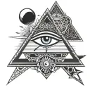 Create an image with all these symbols all together  Eye of Ra (Egyptian) All-seeing eye in a triangle (Freemason-relate tattoo design idea
