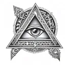 Create an image with all these symbols all together  Eye of Ra (Egyptian) All-seeing eye in a triangle (Freemason-relate tattoo design idea
