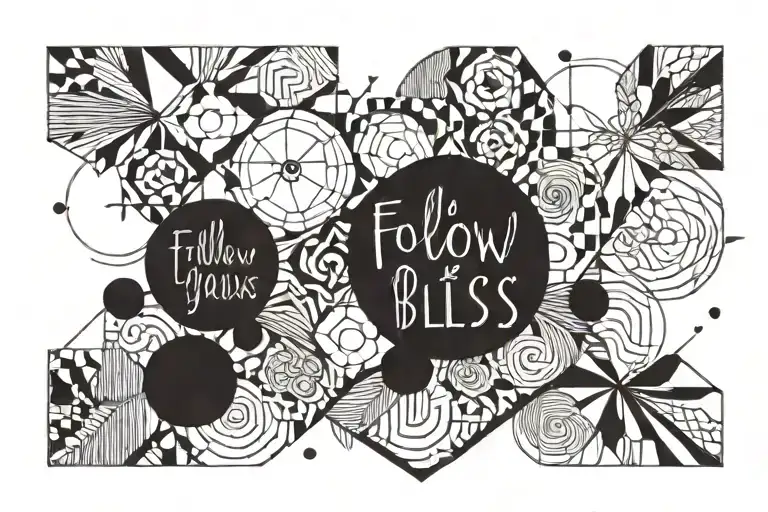 follow your bliss quote in a straight line tattoo design idea