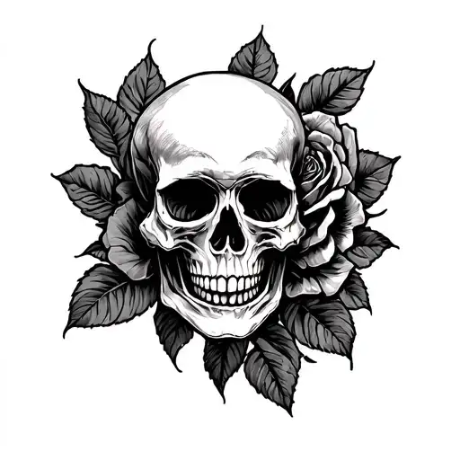 skull Rose cards western tattoo design idea