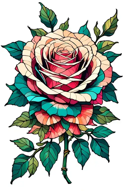 mosaic rose tattoo design idea