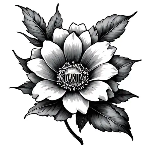 flower tattoo with the name Dakota very well discreetly hidden in the petals of that tattoo.  tattoo design idea