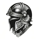 Ancient Roman helmet surrounded tattoo design idea